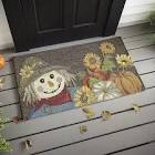 plow & hearth indoor/outdoor hand hooked harvest rug, scarecrow