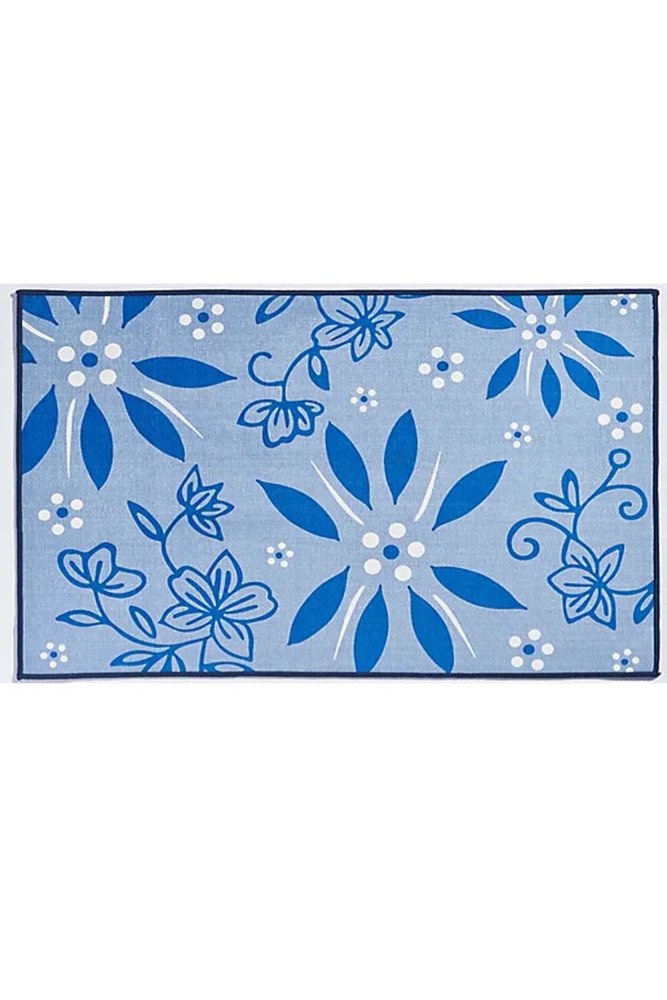 temptations 2’x3’ washable nonslip kitchen mat, blue