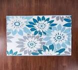 Barbara king 8x11 reversible dahlia flower patio mat, blue