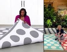 Barbara king 8x11 reversible polka dot patio mat, grey