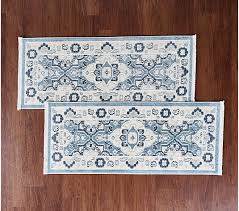 nourison set of 2 22”x54” Emma washable accent rig, blue