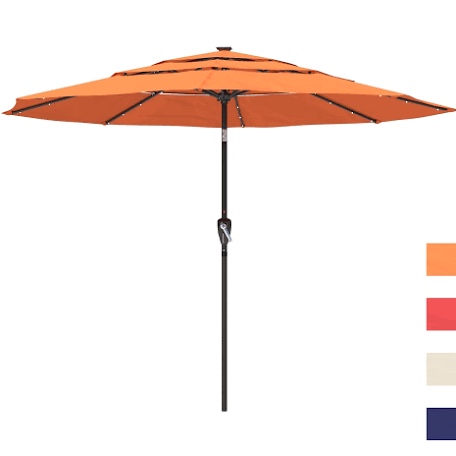 garden reflectors 11” round patio umbrella with tilt, orange