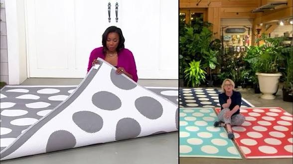 Barbara king 5x8 reversible polka dot patio mat, grey