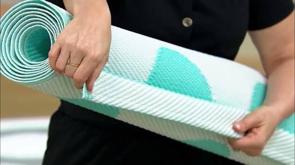 Barbara king 8x11 reversible polka dot patio mat, seaglass 