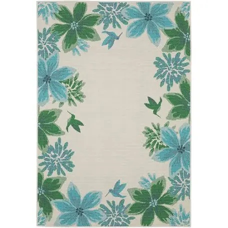 ultimate innovations 5x7 hummingbird in/outdoor rug, navy