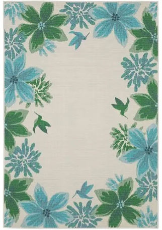 ultimate innovations 5x7 hummingbird indoor/outdoor rug, navy