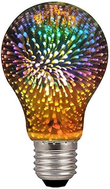 3d firework led light bulb, e27 4w vintage edison silver glass filament bulb 3d effect warm white led starry decorative light bulb lamp home night decor,ac85-240v (a60)