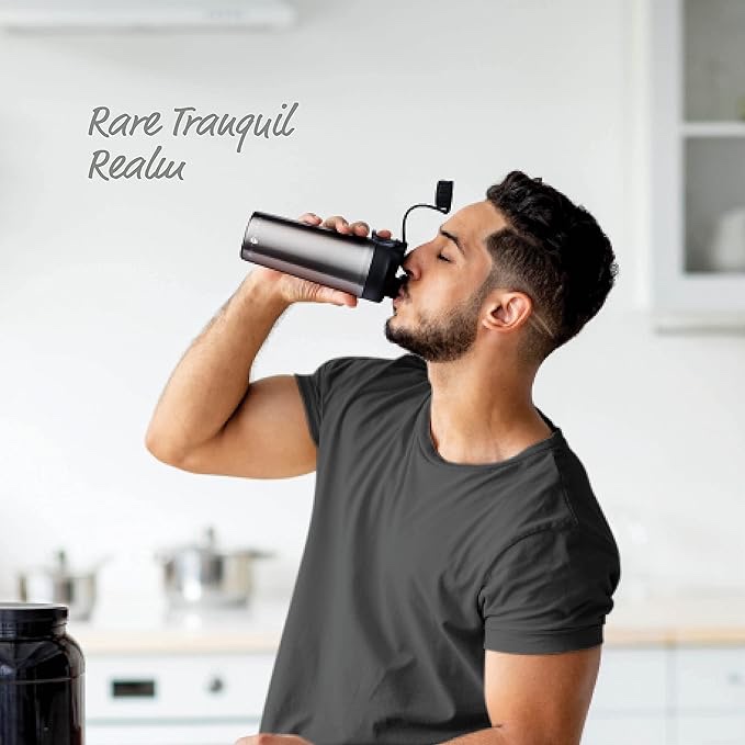 Earthmade Protein Shaker Bottle Stainless Steel, 28 oz Insulated Shaker Bottles for Protein Mixes Keeps COLD for 30 hours, ADDED 2 Extra Ring Guards/Leakproof