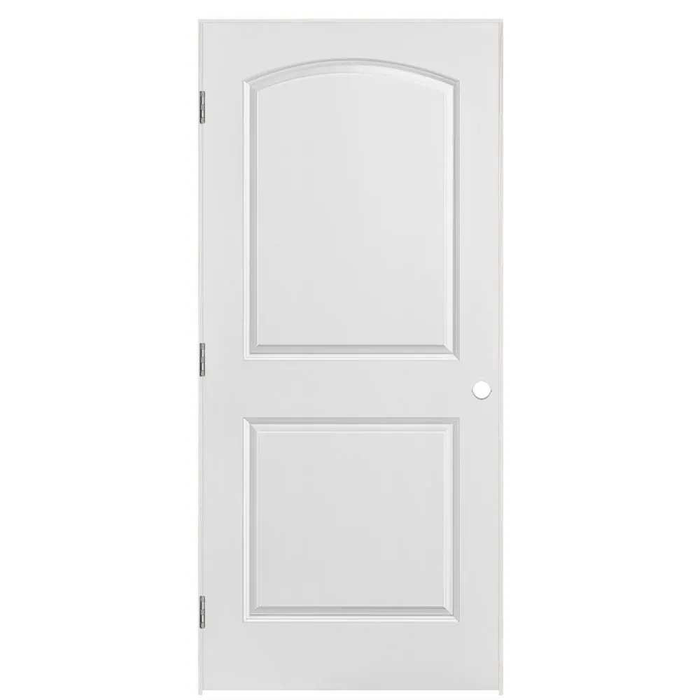 36” x 80” Primed Solid Core 2 Panel Round Top interior Door 