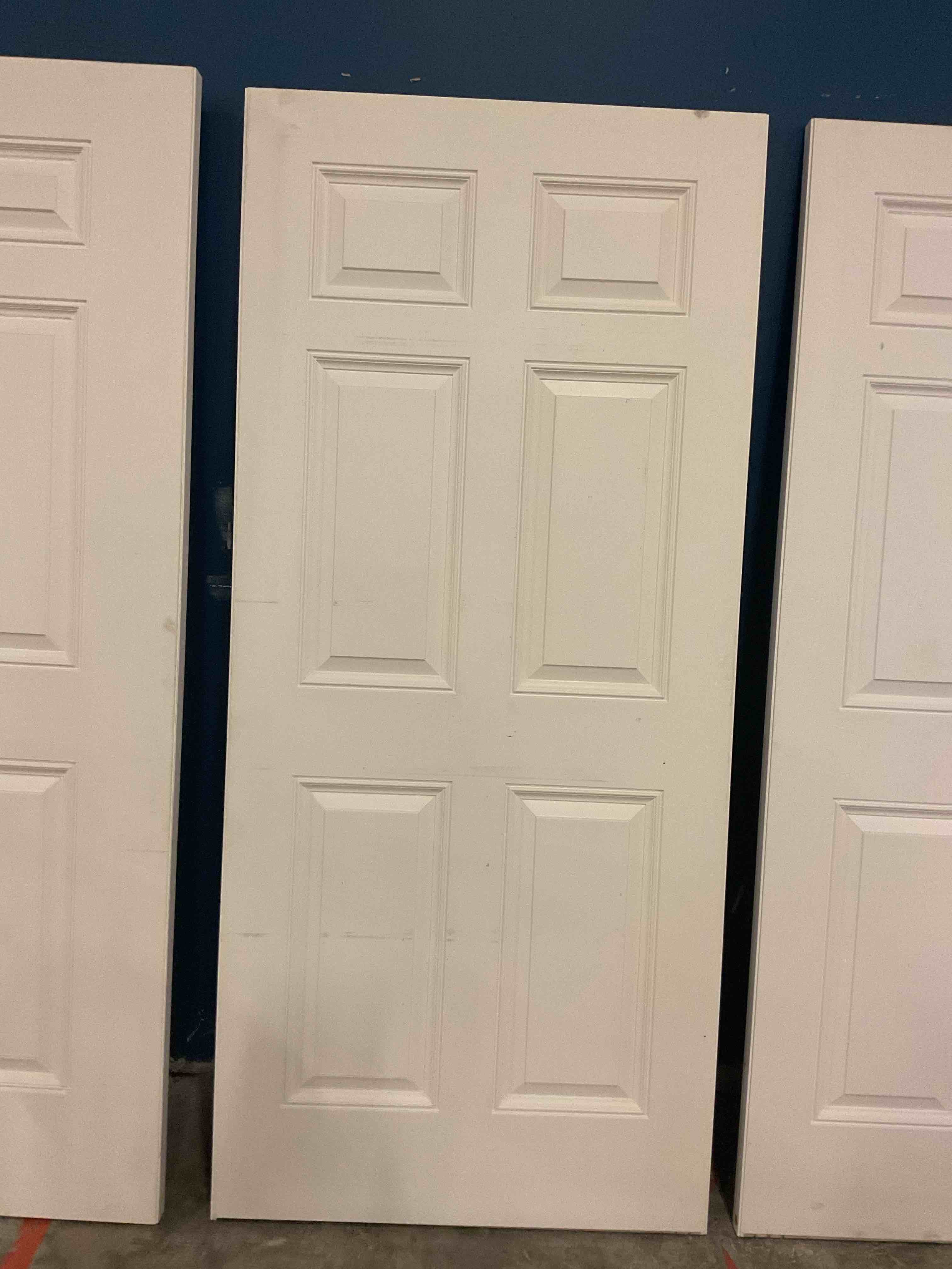 36” X 80” inch 6-Panels in swing primed white smooth fiberglass pre hung front Exterior Door