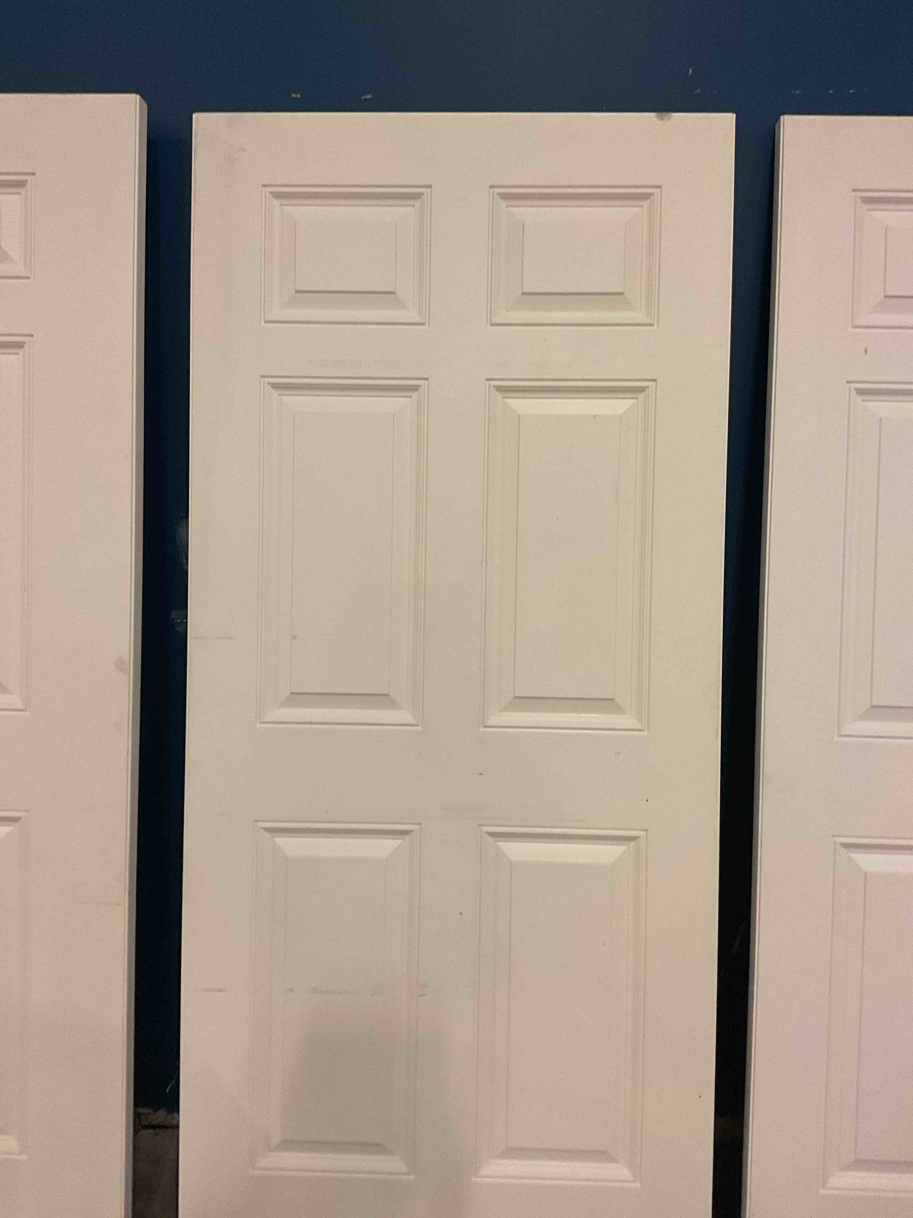 36” X 80” inch 6-Panels in swing primed white smooth fiberglass pre hung front Exterior Door
