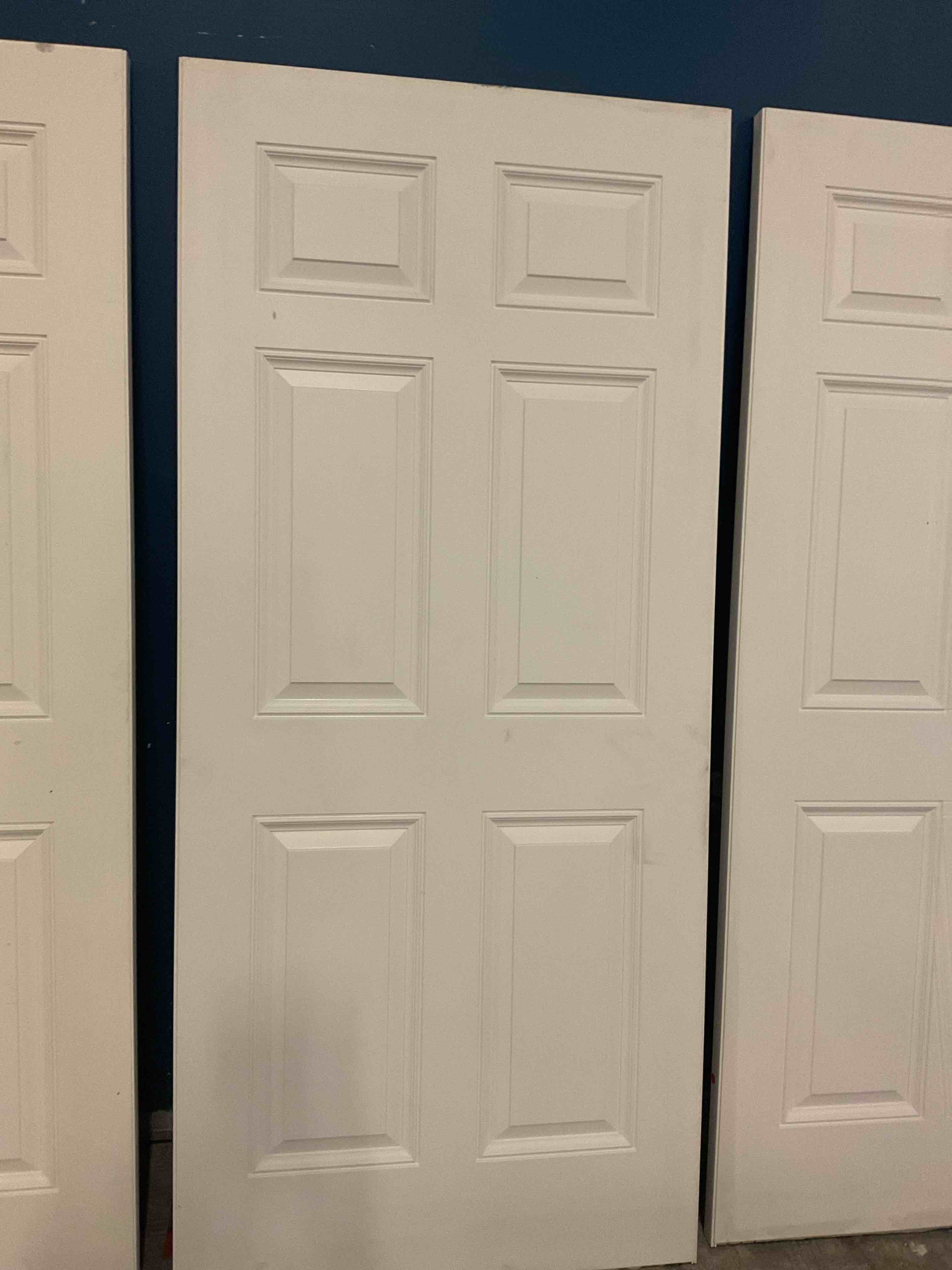 36” X 80” inch 6-Panels in swing primed white smooth fiberglass pre hung front Exterior Door