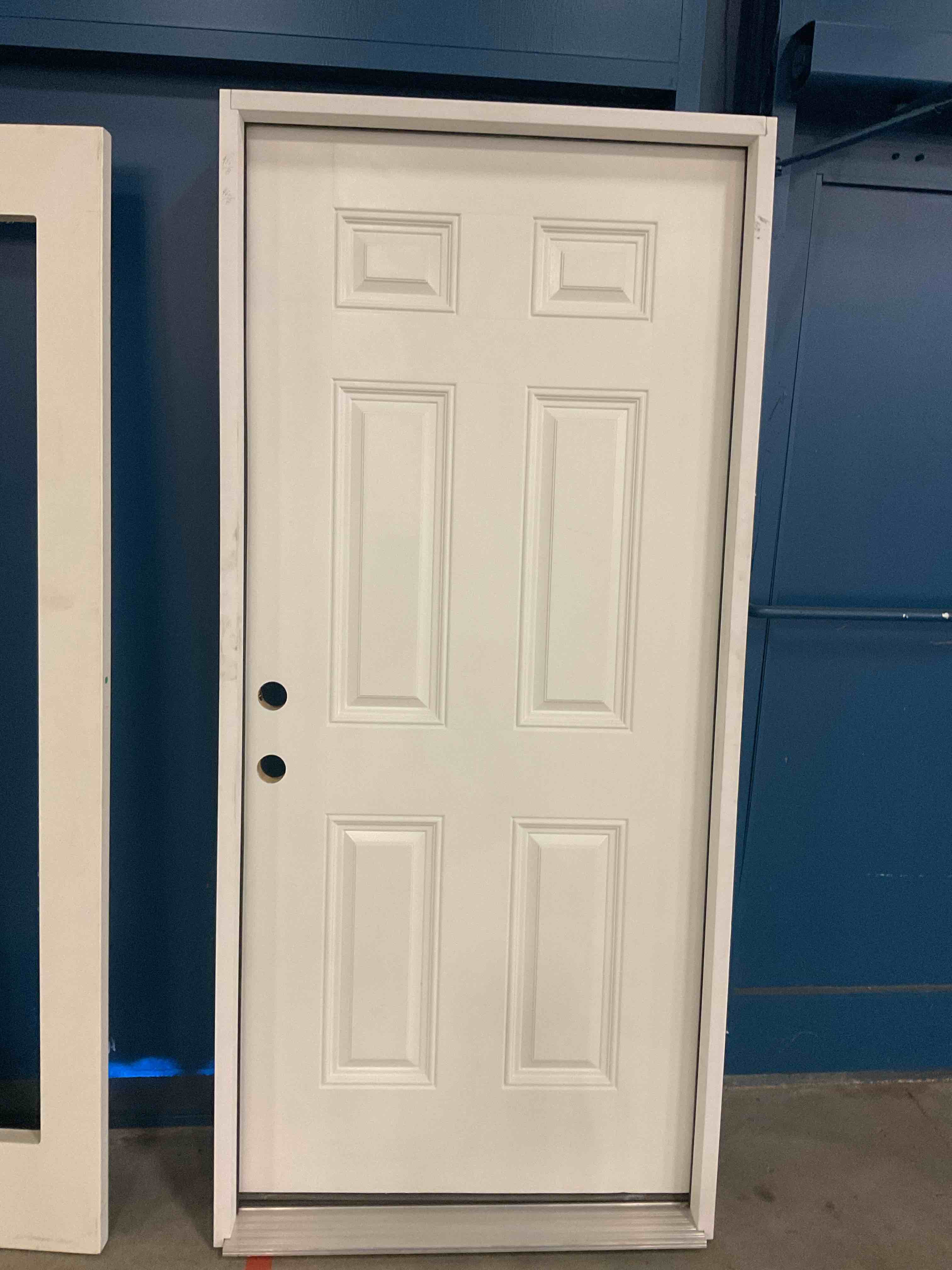 36” X 80” inch 6-Panels in swing primed white smooth fiberglass pre hung front Exterior Door