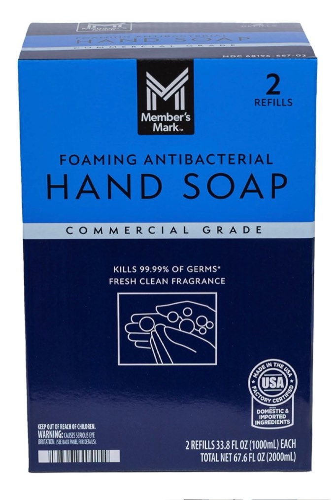 member's mark antibacterial foaming hand soap, 67.6 fl. oz., 2 refills