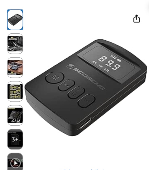 Scosche BTTRFM-SP1 Portable Bluetooth Transmitter/Receiver, FM Transmitter and Wireless Audio Receiver for TV, Headphones, Home/Car Stereo, Airplane Entertainment and more, up to 7 Hour Battery Life