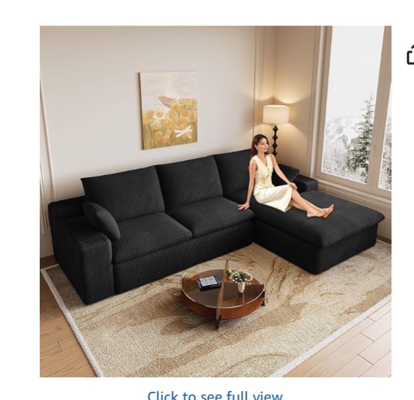 (similar)Cpintltr L-Shaped Couch, 3 Seat Linen Futon Sofa Bed, Convertible Sleeper Sofa with Conical Wooden Legs, Mid Century Modern Couches for Bedroom