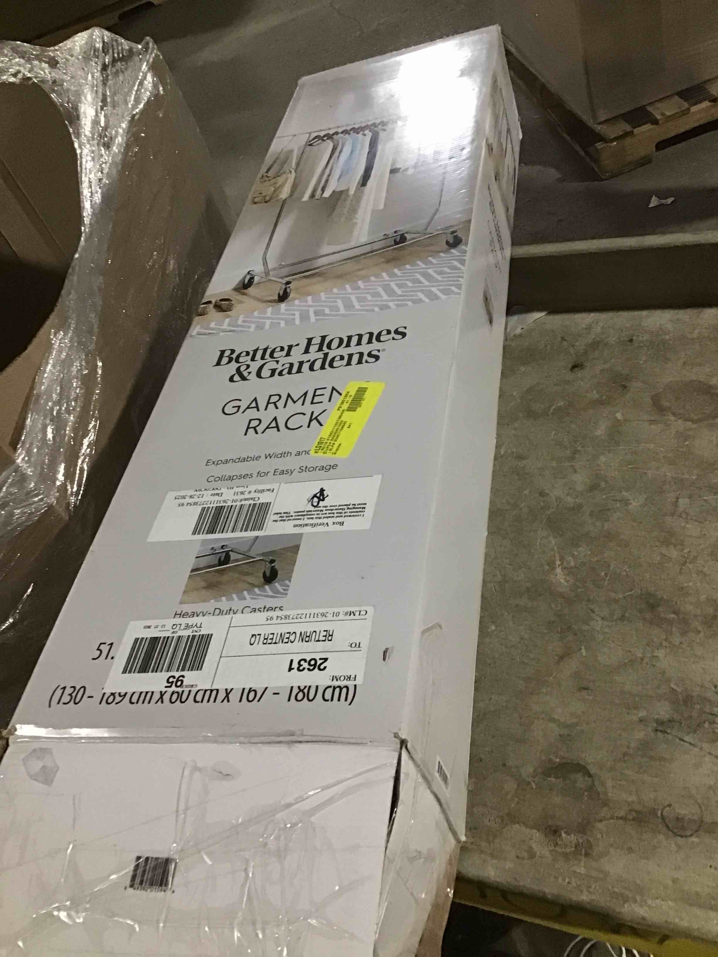 Condition photo showing As Is for Better Homes & Gardens Heavy Duty Garment Drying Clothes Rack - Adjustable Height, Folding, Rolling, Metal, Silver - Closet Organization