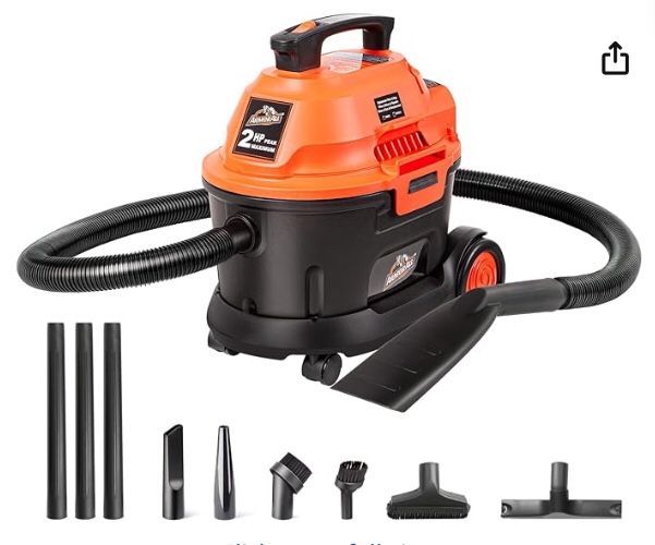 Armor All AA255W Wet/Dry Utility Vac 2.5 Gallon, 2.5-Gallon,120 Volts (AC), Orange/Black
