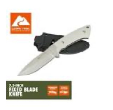 Ozark Trail 7.5-inch Fixed Stainless Steel Knife with Rubberized Handle and Sheath gray