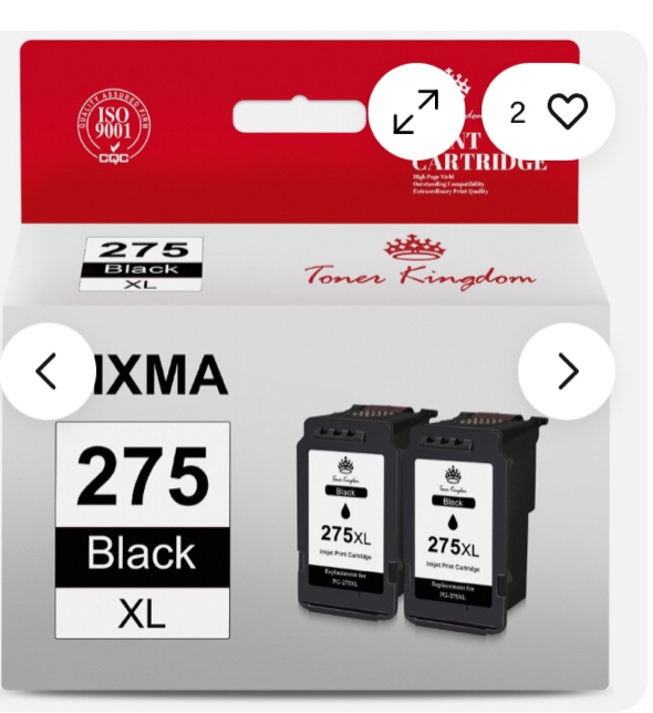2x PG-275 XL Black Ink replacement for Canon PIXMA 