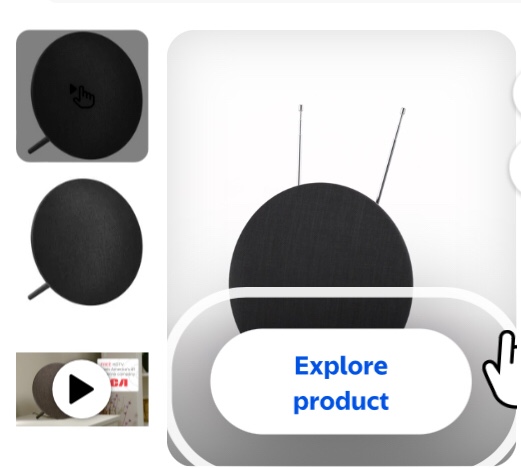 rca amplified indoor fabric multi-directional hdtv antenna with built-in stand and 60-mile range