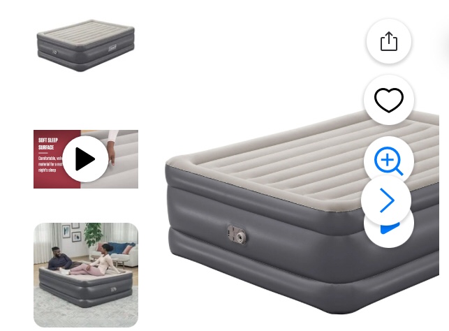 bestway 90533e coleman tritech air mattress queen 22" with built-in ac pump, gray, queen