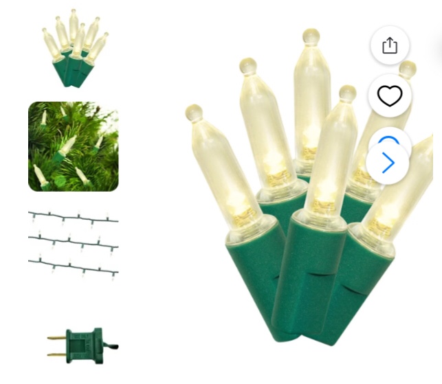 (similar)warm white led mini christmas lights with green wire, holiday time