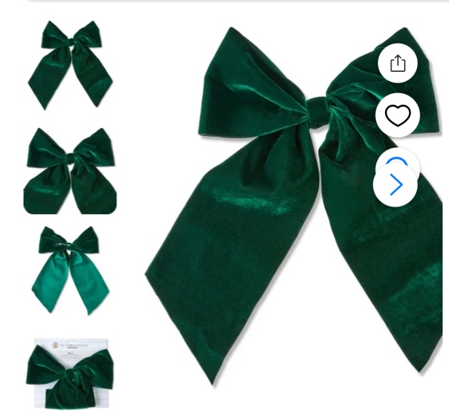 ( pack of 5) holiday time velvet bow green Green Velvet Christmas Tree Topper Bow, 20", by My Texas House