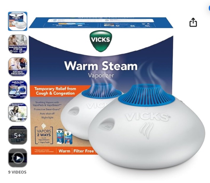 Vicks warm steam vaporizer Vicks Warm Steam Vaporizer & Humidifier 1.5 Gallon Tank for Small and Medium Rooms, Night Light, Works with VapoPads and VapoSteam