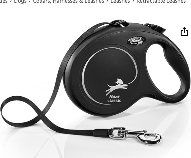 flexi new classic tape retractable dog leash for large dogs upto 110 lbs. – 26 ft., black | tangle free pet walking leash with one-handed brake, pause, lock|german quality product