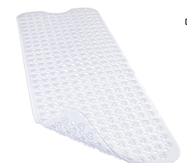 linoows bathtub and shower mats, 40x16 inch extra large non slip soft bath tub mat with suction cups and drain holes for bathroom floor and keep tubs clean, machine washable, clear visit the lino