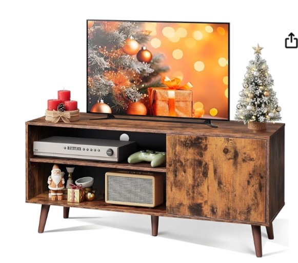 (SIMILAR DARK BROWN )TV Stand TVs, Entertainment Center with Storage Cabinet, Mid-Century TV Stands for Living Room and Bedroom, TV Console, Brown | with Storage Cabinet, Mid-Century, TV Stands, TV Console