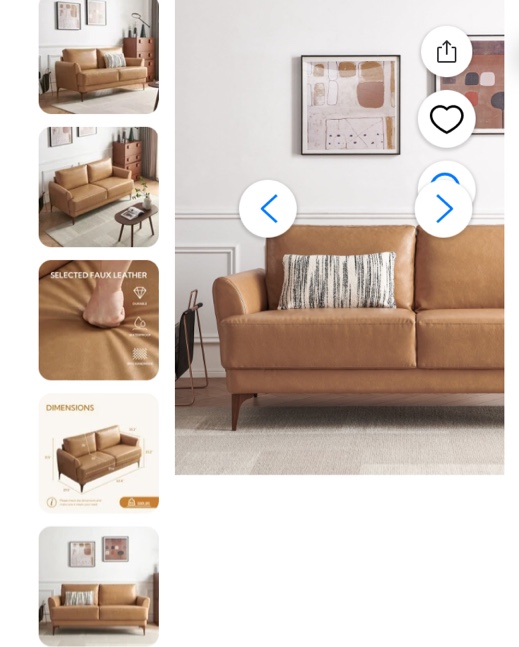 ATOPSTON Atopston 63" Faux Leather Loveseat Sofa, Mid-Century Modern 2 Seater Couches for Living Room, Tan