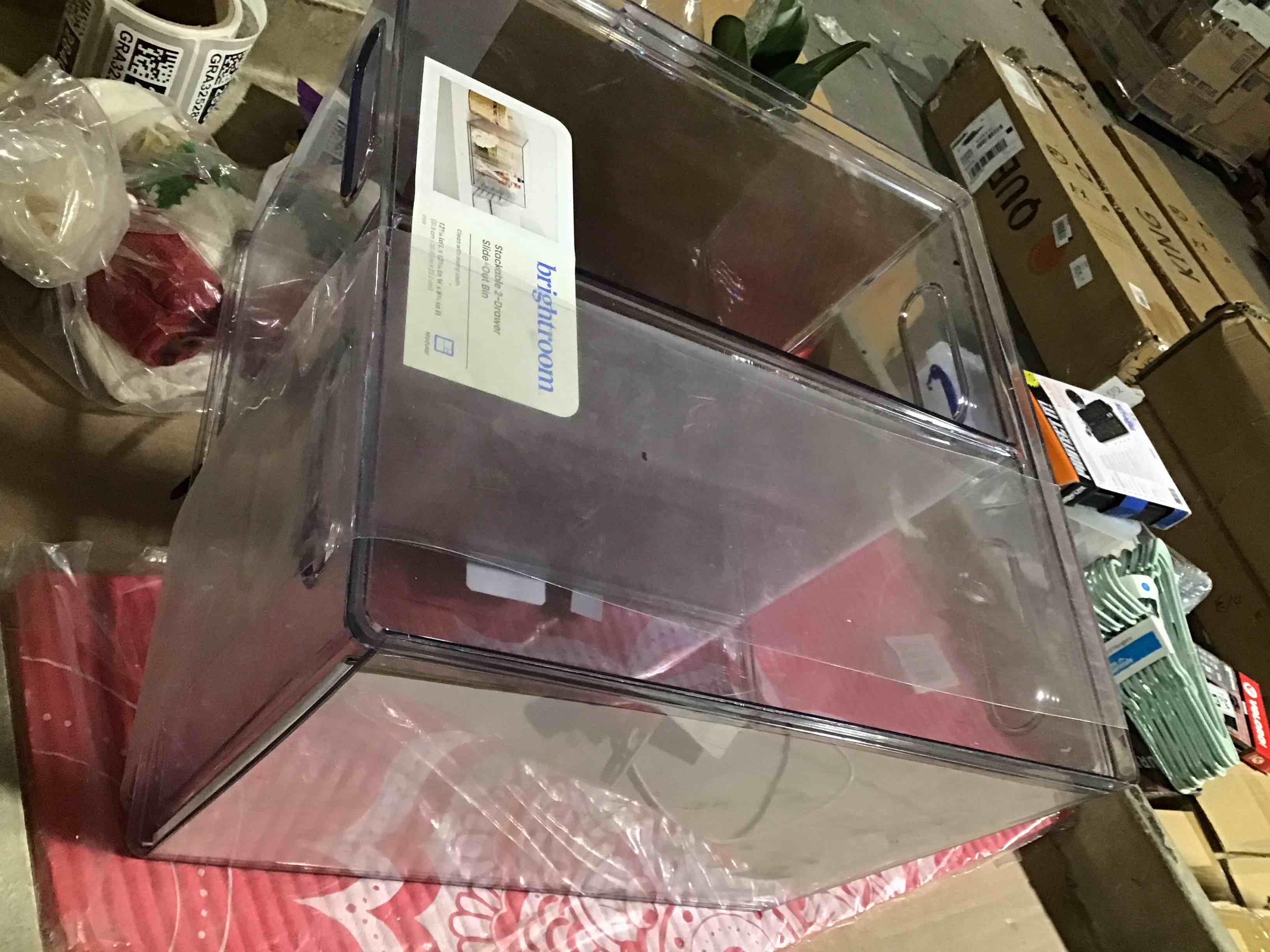 Condition photo showing As Is for All Purpose 2 Drawer Storage Clear - Brightroom™(damaged) 