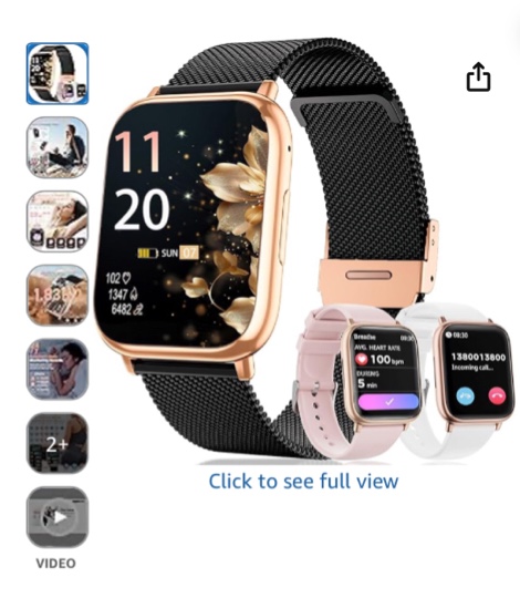 smart watches for women answer/make calls, 1.83" fitness tracker watch with heart rate monitor, 113+ sport modes, pedometer, sleep monitor, ip68 waterproof, smartwatch for android/ios (black gold)