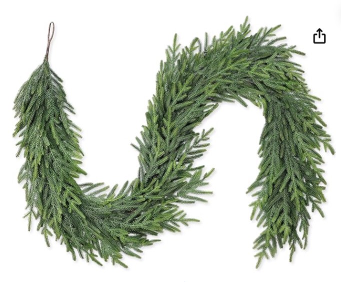 6ft christmas pine garland - real touch green garland - artificial realistic cedar garlands for mantel, staircase, tabletop - indoor outdoor winter christmas decor