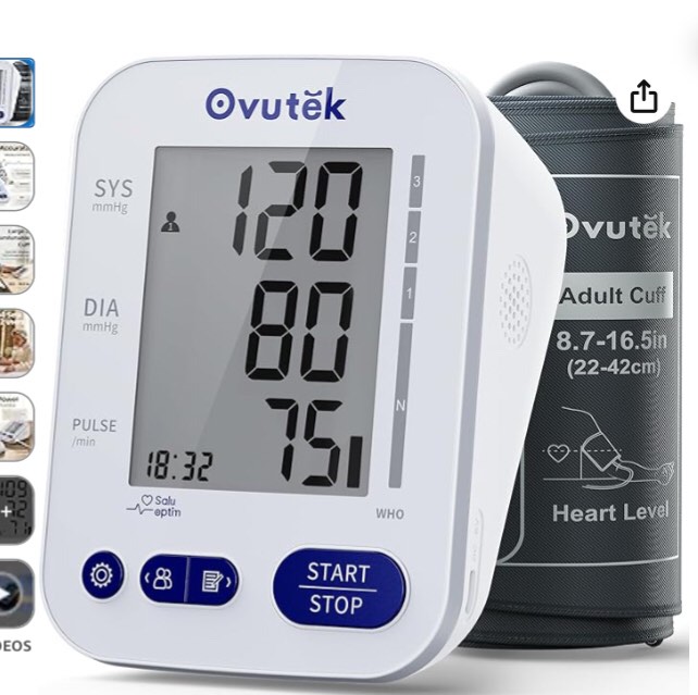 ovutek blood pressure monitors for home use: large bp cuff with 240 memories for 2 users, upper arm blood pressure machine, accurate bp monitor with batteries type-c cable