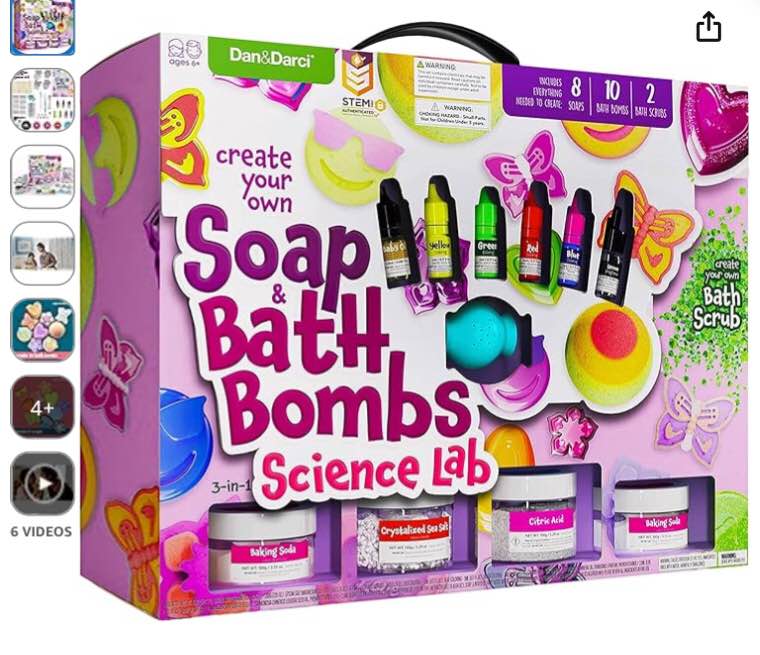 dan&darci soap & bath bomb making kit for kids, 3-in-1 spa science kits, easter craft gifts for girls & boys age 6-12 year old girl crafts: diy experiment toys, gift for kid ages