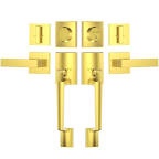 ticonn double front door handle set, heavy duty square door lever and single cylinder deadbolt combo for side by side entrance exterior doors 