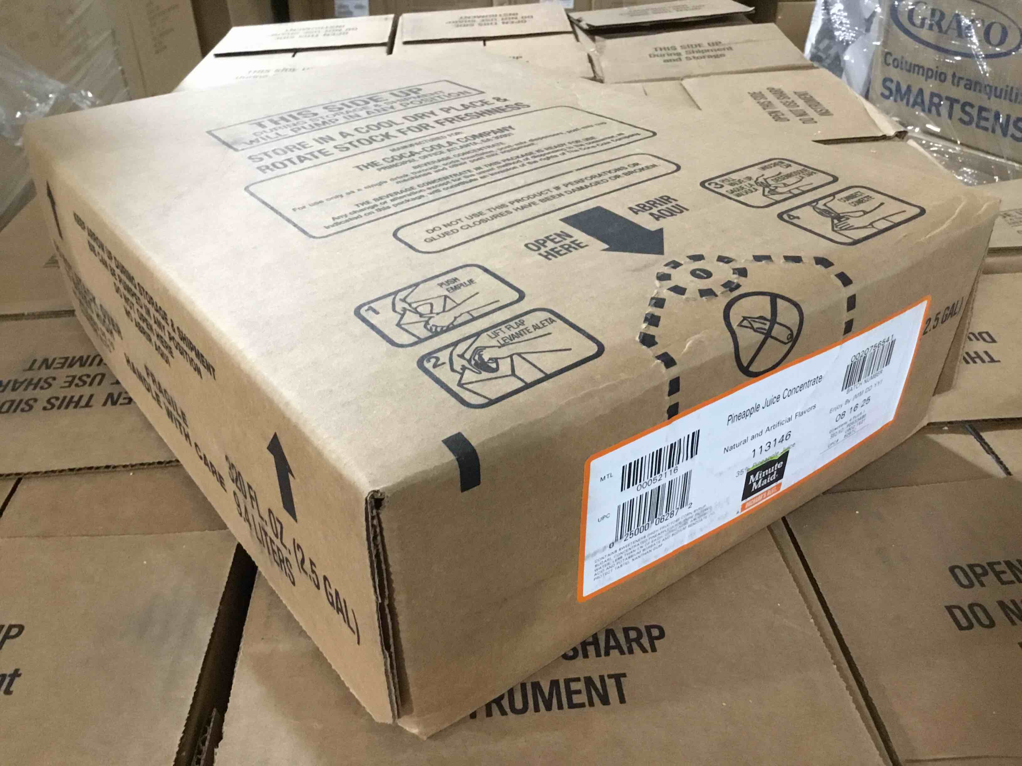 Minute Maid Pineapple Juice Concentrate 2.5 Gallon Bag In Box Fountain Syrup 