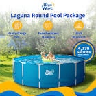 Blue Wave Laguna 15-ft Round 48-in Deep Above Ground Swimming Pool – with Steel Wall & Top Rails, Sand Filter, Overlap Liner, A-Frame Ladder & Maintenance Kit – Complete Outdoor Pool Accessories