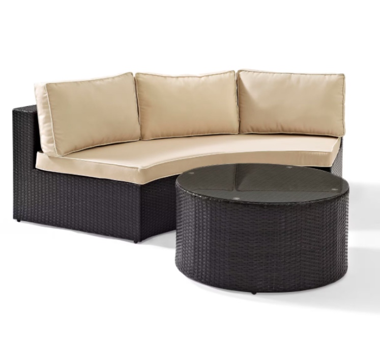 Catalina 2-Piece Wicker Outdoor Sofa Set with Sand Cushions