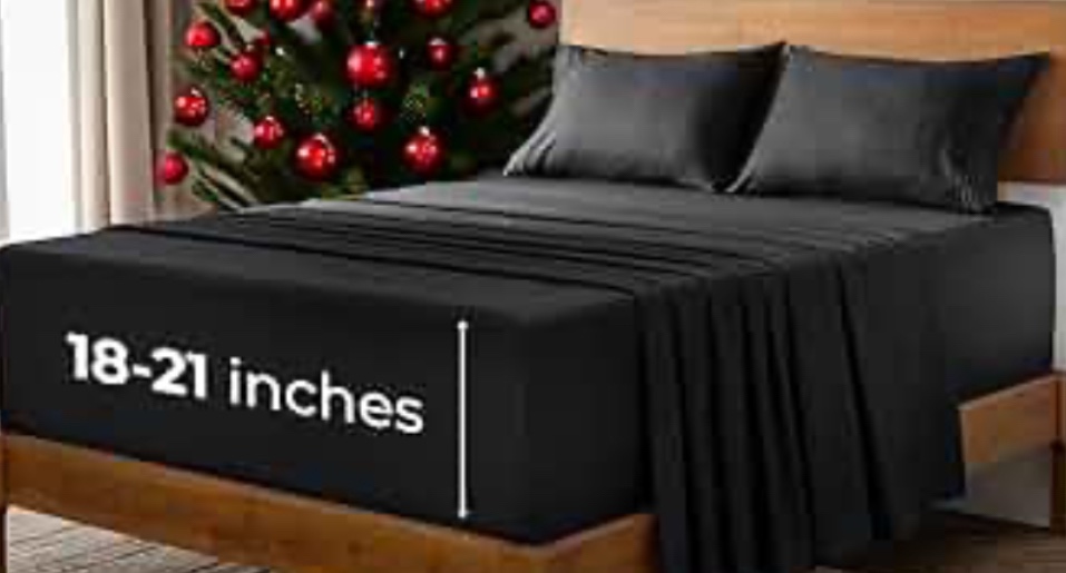 mellanni fine liners extra deep sheet set twin black 