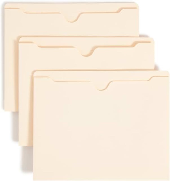 smead file jackets letter size for file folders, reinforced straight-cut tab, 2" expansion, letter s