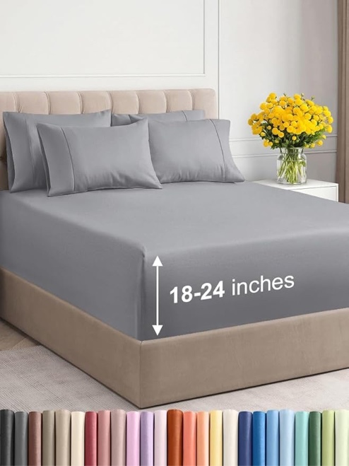 Extra Deep Full Sheet Set - 6 Piece Breathable and Cooling Sheets - Hotel Luxury Bed Sheets Set - Ea