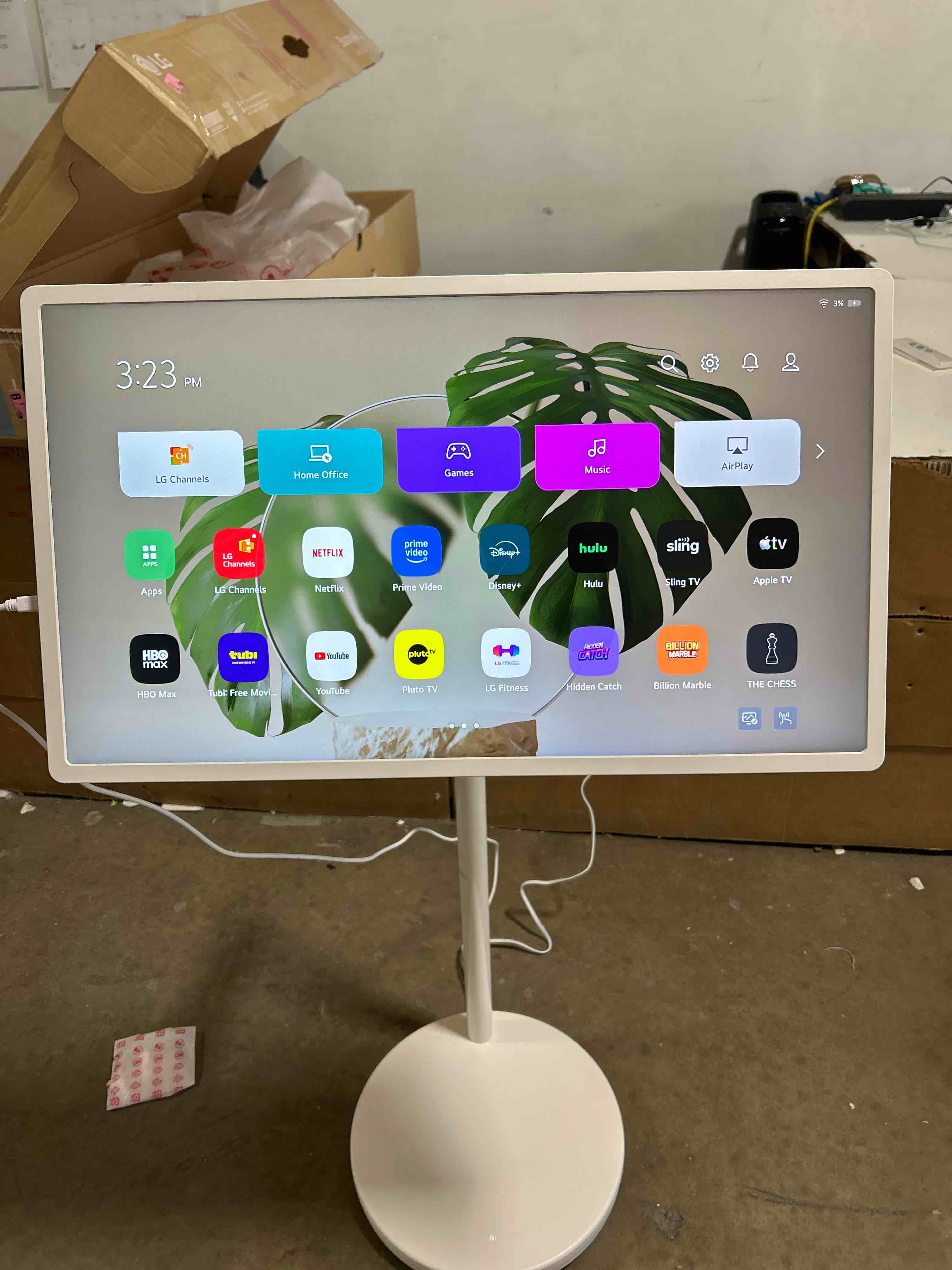 Condition photo showing New/Like New for LG 27-Inch StanbyME 2 with Folio Cover, Portable Touch Screen, Dolby Vision, HDR10, Filmmaker Mode, Built-in Battery, Full Swivel Rotation (27LX6TYGA, 2025)