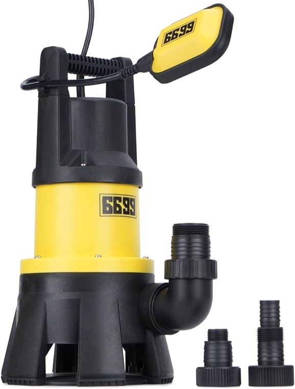 6000gph submersible sump pump with float switch1.5hp sewage effluent pump with 16ft power cord for pool draining, flooded house, sump pit, pond water removal