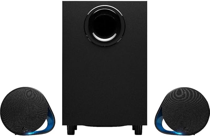 logitech g560 pc gaming speaker system with 7.1 dts:x ultra surround sound, game based lightsync rgb, two speakers and subwoofer, bluetooth, usb, immersive gaming experience - black