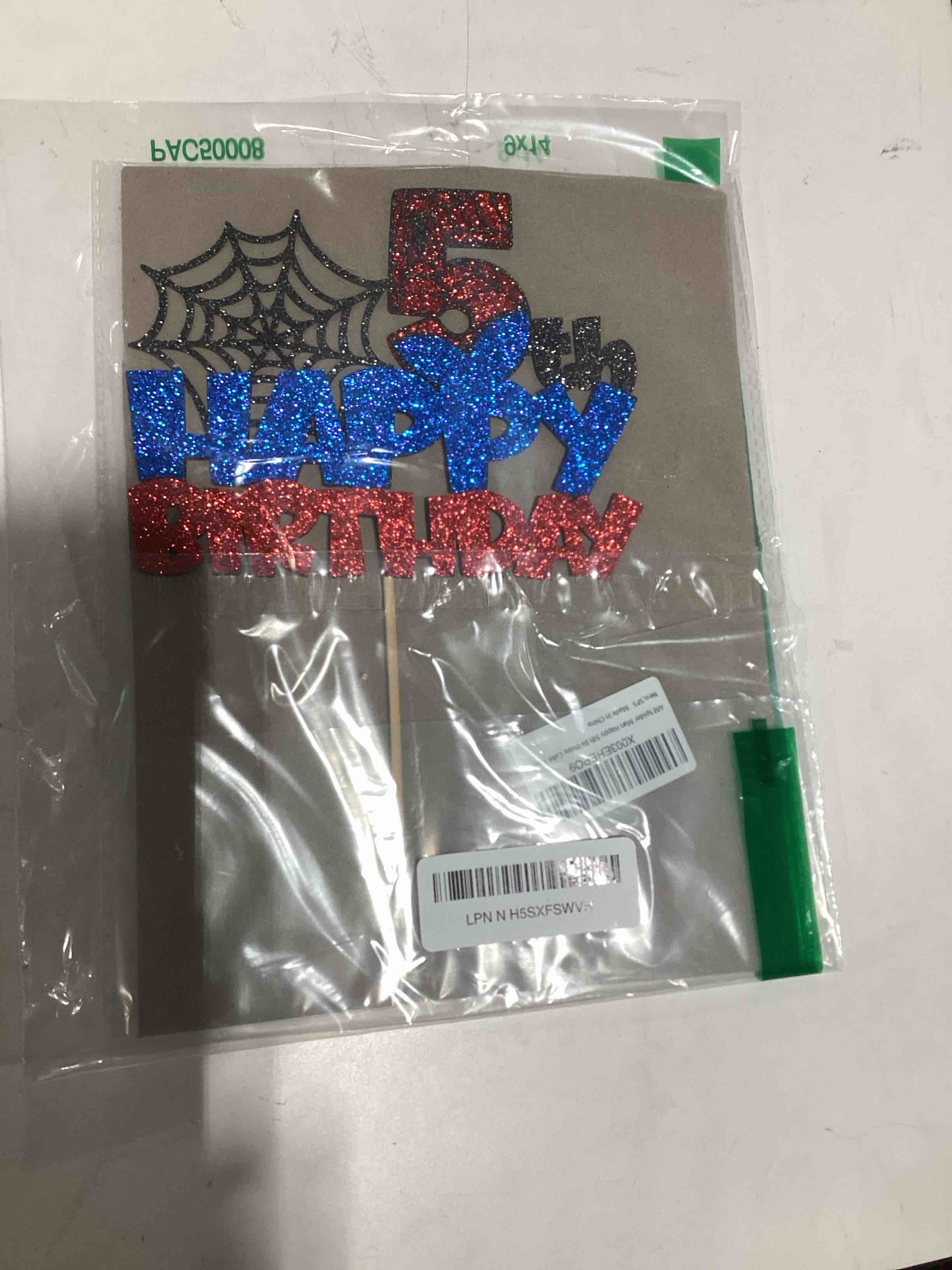 Happy 5nd Birthday Cake Topper, Spider Wed Happy 5nd Birthday Cake Decor for Boy Children, Cartoon F