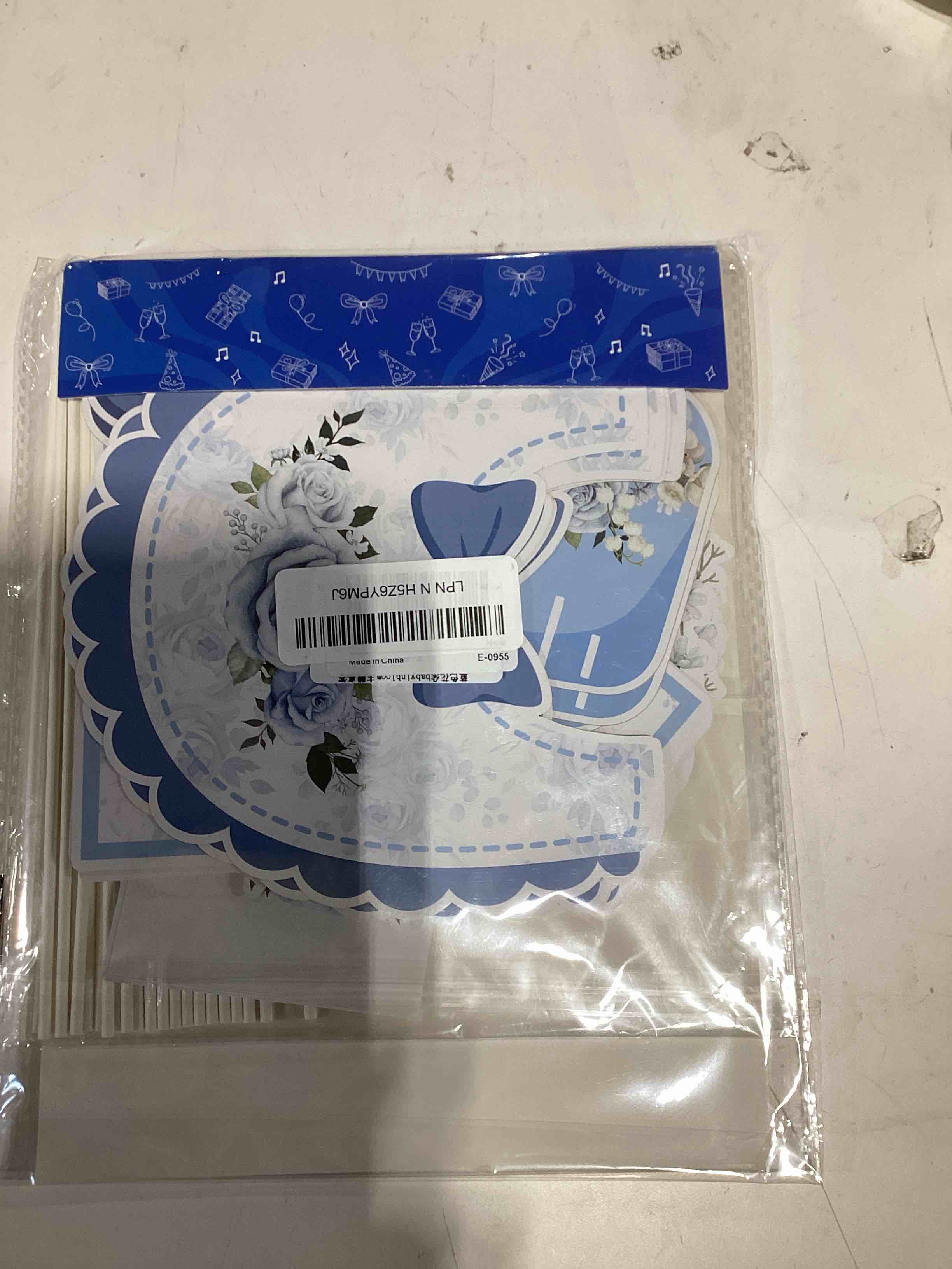 24pcs baby in bloom centerpiece sticks blue floral baby shower decorations double sided printing fee